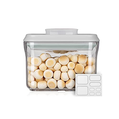 Ankou Airtight Food Storage Container - 0.32 QT （380ml Small Pop Up Food Containers With Lids, Bpa Free Stackable Container for Sugar Tea Candy- 8 Labels - Clear - color: 0.32 QT