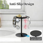 LSK Metal Sunglasses Organizer, Glasses Holder Stand with Storage Tray, Eyeglasses Holder with Anti-Slip Pads for Tabletop, Desk, Dresser, Matte Black
