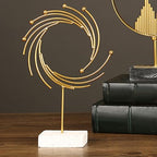 Abstract Sculpture, Modern Metal Ornament Hand Made Tabletop Decoration for Living Rooms and Offices, 11.8 x 7.9in