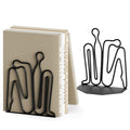 Alsonerbay Thinker Decorative Book Ends for Shelves, Metal Novelty Bookends with Non-Slip Base, Heavy Duty Book Stoppers for Home Office Decor (Black, 1 Pair)