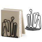 Alsonerbay Thinker Decorative Book Ends for Shelves, Metal Novelty Bookends with Non-Slip Base, Heavy Duty Book Stoppers for Home Office Decor (Black, 1 Pair)