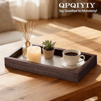 Rectangle Small Tray Set of 3, Desk Drawer Organizer - Stackable, Walnut - color: Walnut, size: 3-Piece Set