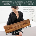 Premium Nature Shed Bathtub Tray for Freestanding Bath | Large & Thick 35” Acacia Wood Luxury Bath Tray for Tub | Anti-Tip, Non-Toxic, Adjustable Bathtub Trays for Tub with Bathroom Accessories Holder - size: Long (35x9x2.4 in)