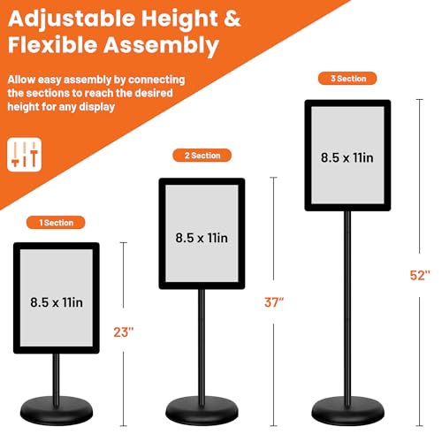 Sign Holder Stand 8.5x11 Inch - Pedestal Floor Standing Sign Holder with Adjustable 360° Rotating Display, Standing & Poster Sign Stand for Business, Mall, Schools, Restaurants – 1 Pack - color: Black, size: Sign Holder Stand 8.5x11 – 1 Pack