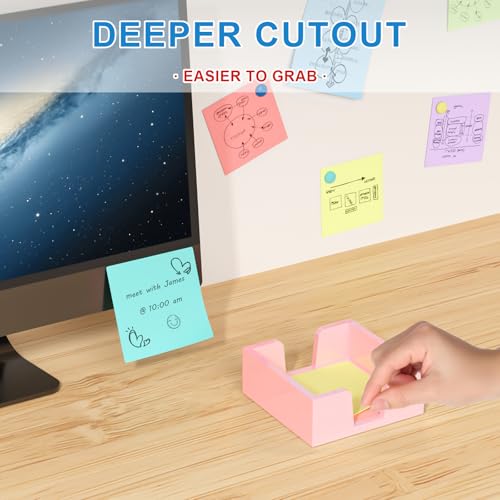 WINFFOR Acrylic Notepad Holder Dispenser - 3x3 in Sticky Note Memo Holder for Desk Organizer (W/O Pads) Office Desk Accessories School Supplies, Lightpink - color: Light Pink