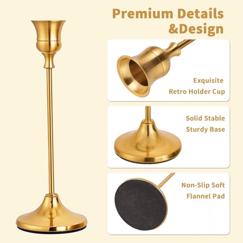 Chill Recipe Candlestick Holders Gold Taper Candle Holders 3 pcs Candle Sticks Holders for Home Decor Table Centerpiece Wedding Housewarming Festival - color: Gold, size: 2 Sets-6Pcs