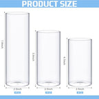 Didaey 36 Pcs Thin Cylinder Vases Set for Centerpieces 2.5'' Diameter 2mm Thickness Clear Glass Vase Hurricane Floating Candle Holder for Wedding Table Decoration (2.5'' X 5'',6'',8'')