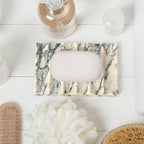 Luxury Marble Soap Dish Tray,Rectangle Stone Marble Soap Tray,Self Draining Soap Holder for Bathroom, Kitchen (Green Texture) - color: Green Texture