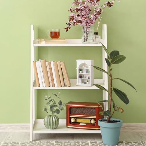 2 Pcs White Bookshelf Decorative Bookends 3D Printed Plastic Bookshelf Designed Decor Bookstopper for Book Lovers Blank Decorative Holder for Mini Book Home Office Decor
