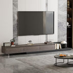 Mid-Century Modern Extendable TV Stand with Ample Storage for Living Room – Adjustable TV Cabinet from 78.7" to 130", 3-Drawer Entertainment Center, Black Walnut - color: Black Walnut