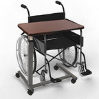 Vaunn Medical Pneumatic Adjustable Overbed Bedside Table With Wheels (Hospital and Home Use) - color: Walnut Brown