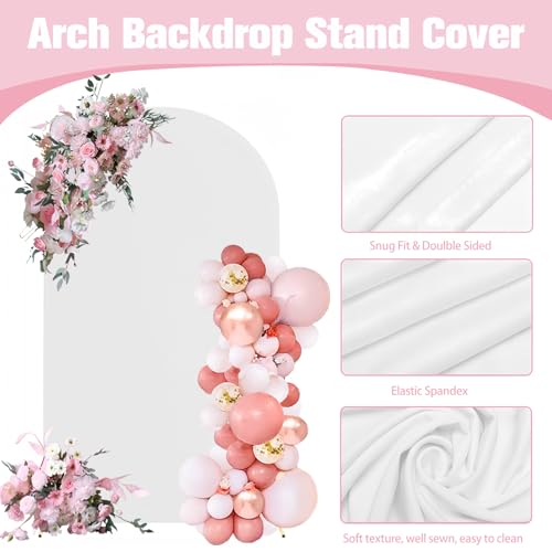 6FT Arch Backdrop Stand and Arch Cover Set, Gold Metal Arch Stand Backdrop with White Arch Stand Cover Ideal for Weddings, Birthday Parties, Baby Showers, Celebration Decorations - size: 6 FT