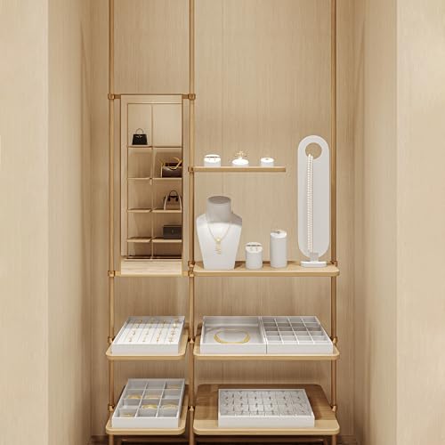 12-Grid PU Leather Jewelry Display Tray – Versatile Organizer Storage Case for Bracelets, Bangles, Watches, Earrings | Elegant Countertop Showcase (White) - color: White, size: 12 Grid