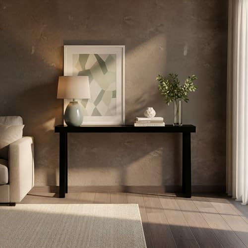 Plank+Beam Solid Wood Console Table, 66 Inch, Sofa Table, Narrow Entryway Table for Hallway, Behind The Couch, Living Room, Foyer, Easy Assembly, Black - color: Black, size: 66" Console Table
