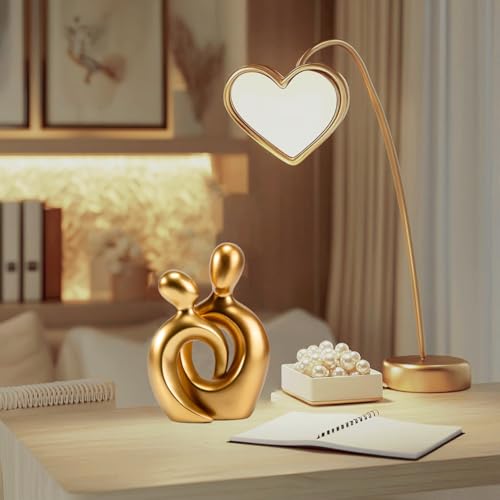 Couples Gift Statues, Anniversary Wedding Gift for Men Women Gold DecorTable Centerpieces TV Stand Bookshelf Knick Knacks Modern Decor Figurines Anniversary Women Gift Valentine's Day Gift