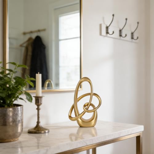 Gold Knot Decor -8.6" Resin Gold Knot Statue, Gold Statues Home Decor, Abstract Sculptures Home Decor, Knot Decor for Coffee Table, Luxury Mantel Shelf Decor, Wedding Sculpture - color: Gold, size: 8.6in