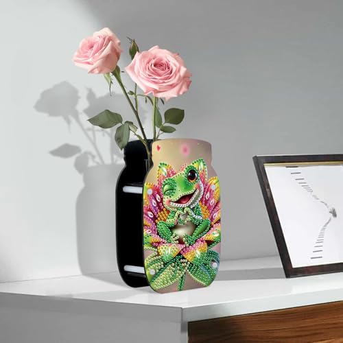 5D Diamond Painting Kit Vase, DIY Frog Diamond Art for Adult Beginners Acrylic Special Shaped Double-Sided Vase Handmade Crafts, Suitable for Home Living Room Desktop Decoration - color: Frog