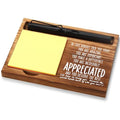 FOUGSTA Appreciation Gifts for Women, New Job Gifts for Women, Inspirational Office Decor Gift for Woman,Wooden Notepad Pen Holder With Inspirational Quotes,16.5 x 12 x 1.5 cm,XXN3 - style: APPRECIATED