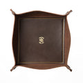 USA Handmade Premium Leather Valet Tray, Folds Flat! Dice Rolling Basket and Organizer with Brass Snaps (Brown Gold, Large) - color: Brown Gold, size: 7" x 7" x 2"