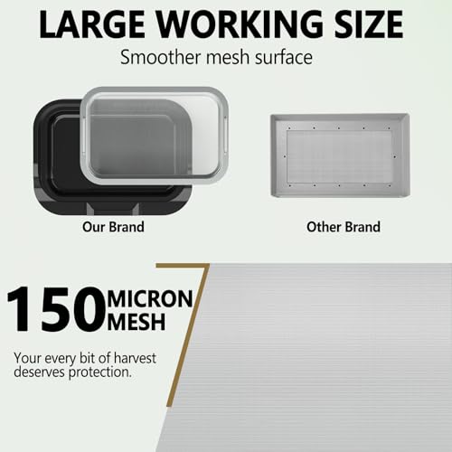 Trimming Tray with 150-Micron Replaceable Mesh – Ergonomic High-Wall Design with Static Brush for Fine Particle Sorting and a Clean, Organized Workspace - size: Large(with Brush)