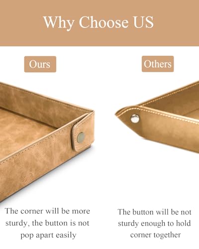 CASIRENA Faux Leather Valet Tray Organizer for Men - Catch-All Tray for Entryway Table Key, Wallet, Watch, Coin Change, Phone, Dresser EDC Dump Jewelry, Bedside Nightstand Desk-top - color: Wheat, size: Rectangle