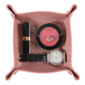 KINIVA 2 Pack PU Leather Jewelry Valet Tray for Men Women,Small Key Bowl for Entryway Table,Portable Travel Catchall Dice Tray (Square-Pink-2pcs) - style: Square-Pink-2pcs