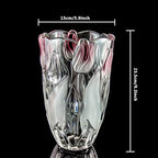 Glass Flowers Vase 9.3 inch Tall, Unique Crystal Vases for Tables Centerpieces, Vintage and Tulip Shape Large Vases Christmas Thanksgiving Gifts.