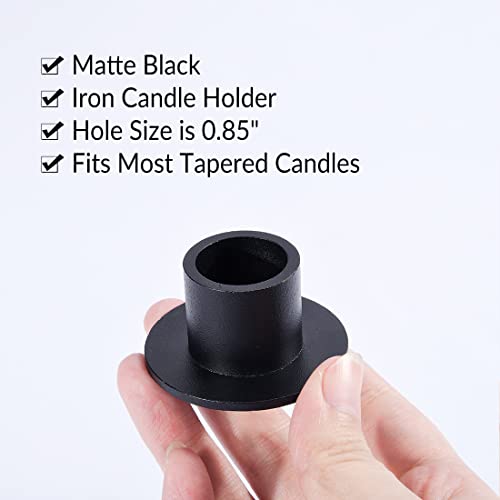 2PCS Black Taper Candle Holders, Matte Iron Candlestick Holders Centerpieces for Home Decoration, Wedding Anniversary, Party, Housewarming Gifts. - size: Round