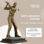 21.2'' Modern Golfer Bronze Sculpture, Bronze Golf Man Figurine Statue Ornament with Marble Base Crafts for Home Office Decor Collection Gift - size: 21.2"Man