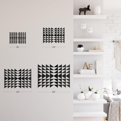 SIGNLEADER Metal Wall Decor Triangle Composition Minimalist Modern Luxury Wall Sculpture Hangings 3D Statue Home Decoration for Living Room, Bedroom, Bathroom, Kitchen, Fireplace, Office - 18" Black - color: Gry27-2405-m27, size: 18" Black