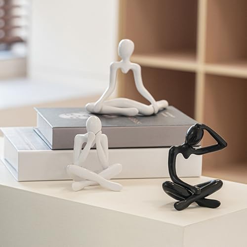 Artistic Abstract Thinking Figure Sculpture Ornament Home Decors for Living Room or Tabletop Display Abstract Art Ornament - color: Black, size: G