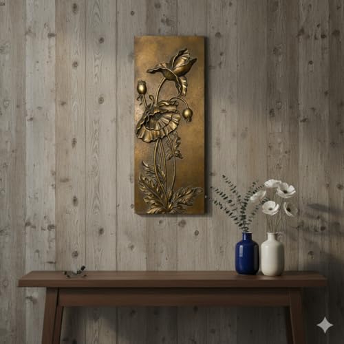 EvruCexul Vintage Floral Wall Sculpture, Antique Bronze Resin Wall Art with Ornate Botanical Design, Decorative Wall Plaque for Elegant Home Décor (Flower3) - style: Flower3