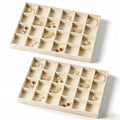 pickpiff Drawer Jewelry Organizer & Display Trays: 2pcs 24grid Velvet Stackable Jewelry Case (13.8x9.4x1.2inch) - Soft Beige Ring Storage Bracelet Holder Earring Box - size: 24 grids + 24 grids