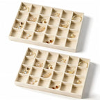 pickpiff Drawer Jewelry Organizer & Display Trays: 2pcs 24grid Velvet Stackable Jewelry Case (13.8x9.4x1.2inch) - Soft Beige Ring Storage Bracelet Holder Earring Box - size: 24 grids + 24 grids