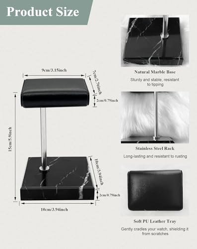 Watch Stand for Men Women Single, Watch Display Stand Holder, Single Watch Holder Watch Stand, Jewelry Stand, Black Marble Watch Stand Display for Watches, Bracelets, Watch Accessory - color: Black