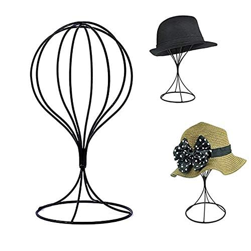 Mydio 2 Pieces Modern Metal Hat Stands Durable Stable Metal Hat Cap Rack Wigs Holder (black) - color: black