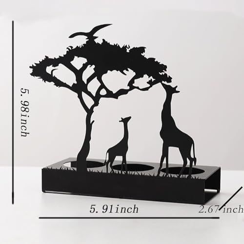 Giraffe Silhouettes Candle Holder, Black Metal Tea Light Candlesticks for Home Decor - size: 1pcs