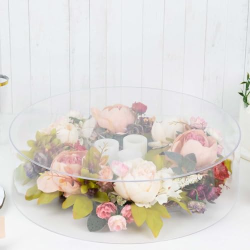 Efavormart 18" Round Clear Acrylic Cake Stand, Transparent Fillable Display Box, Pedestal Riser with Hollow Bottom for Weddings, Parties, Banquets, and Creative Dessert Displays - color: Clear, size: Clear18''