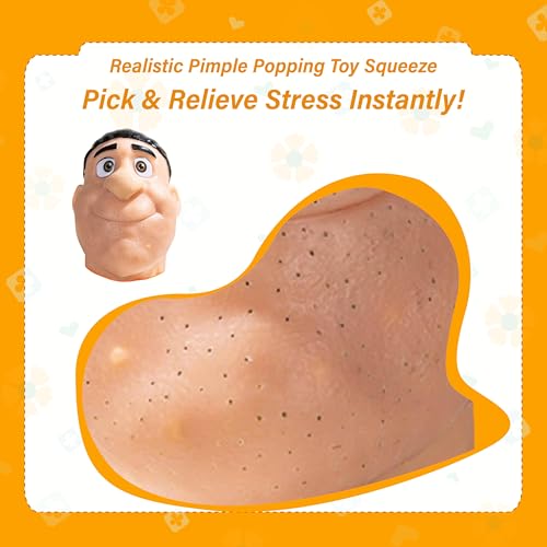 brenzo 2026 New Refillable Pimple Popping Toy – Big Head Squeeze Toy with Black Hair for Stress & Anxiety Relief, Realistic Pus Burst Fidget Toy, Funny Gag Gift for Adults - style: B-black