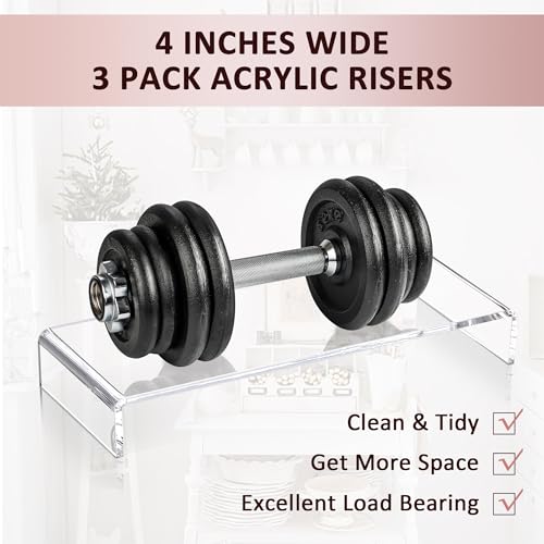 1 Set Large Acrylic Clear Display Risers, 3 Sizes 12" Rectangular Showcase Collectibles Display Shelf, 5 mm Thick Desktop Display Stand Holder for Figures, Jewelry, Perfume, Toys - size: 3 Pcs Acrylic Risers