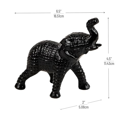 Mind Reader Lucky Wealth Elephant Figurine, Symbol of Fortune, Wealth, and Happiness, Decorative Sculpture, Cast Aluminum, Black - color: Decorative Elephant