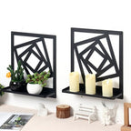 2Pcs Black Metal Wall Art Decor Farmhouse Black Candle Holder Minimalist Wall Art Retro Bathroom Decor Farmhouse Decoration for Bathroom Living Room Bedroom (Modern)