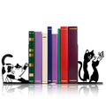 Cute Cat Bookends Metal Black Cat Book Ends for Shelves Bookshelf Decorative Accessories Home Office Desk Bookshelf Decor Cat Lover Gifts for Women
