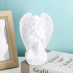 YANGMEI Guardian Angel Statue, Resin White Praying Angel Sculpture for Shelf Table Living Room Bedroom Decor Figurine Religious Spiritua Memorial Gift