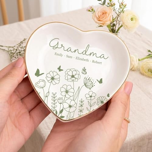 Personalized Grandma Jewelry Tray, I Love You Mom Jewelry Dish; Personalized Grandma Trinket Tray with Kid's Name, Grandma Shower Keepshake, for Grandma Mama 10 - color: Jewelry Dish 9