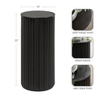 Kate and Laurel Reid Modern Wooden Ribbed Drink Table; 10 x 10 x 22; Black; Solid Wood Mini Table for Use as Pedestal Plant Stand Indoors or Small Nightstand Option - color: Black