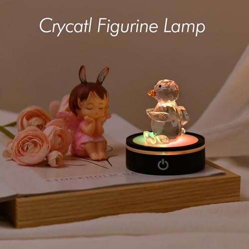 IFOLAINA LED Light Base Lighted Display Stand for Crystal 3D Photo Glass Art Tumbler RGB Multicolor Lighting Round Black Pedestal - Flat - size: Black-Flat