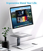 BoYata Monitor Stand, Adjustable Monitor Riser Metal Computer Stand Compatible with TV, PC, Laptop, Computer, iMac, and All Screen Display-Space Grey - color: Space Grey