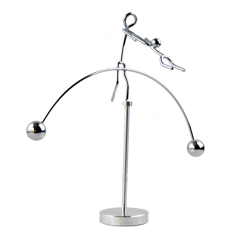 Kinetic Fishing Sculpture - Fisherman & Bass Balancing Art - Unique Metal Balance Sculpture for Home or Office Decor (Aerial Acrobat Ornament) - style: Aerial acrobat Ornament