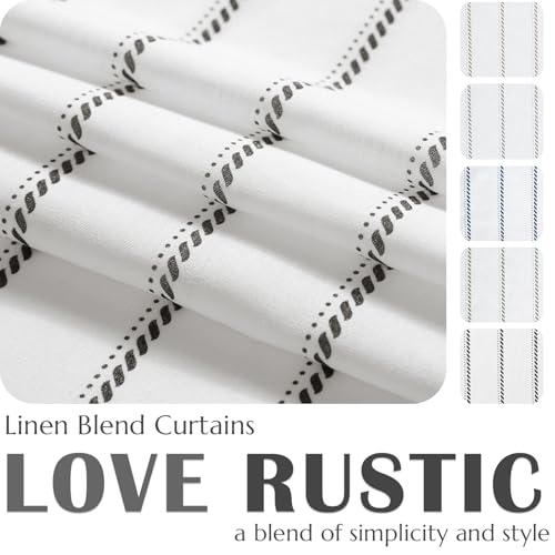 jinchan Linen Striped Kitchen Curtains Tier Cafe Curtains for Living Room Bathroom RV 24 Inch Farmhouse Rustic Half Window Treatment Light Filtering 2 Panels Black on White - color: Cottage Striped Black, size: 26"W x 24"L (Pack of 2)